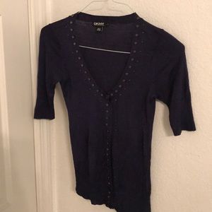 Navy silk DKNY top